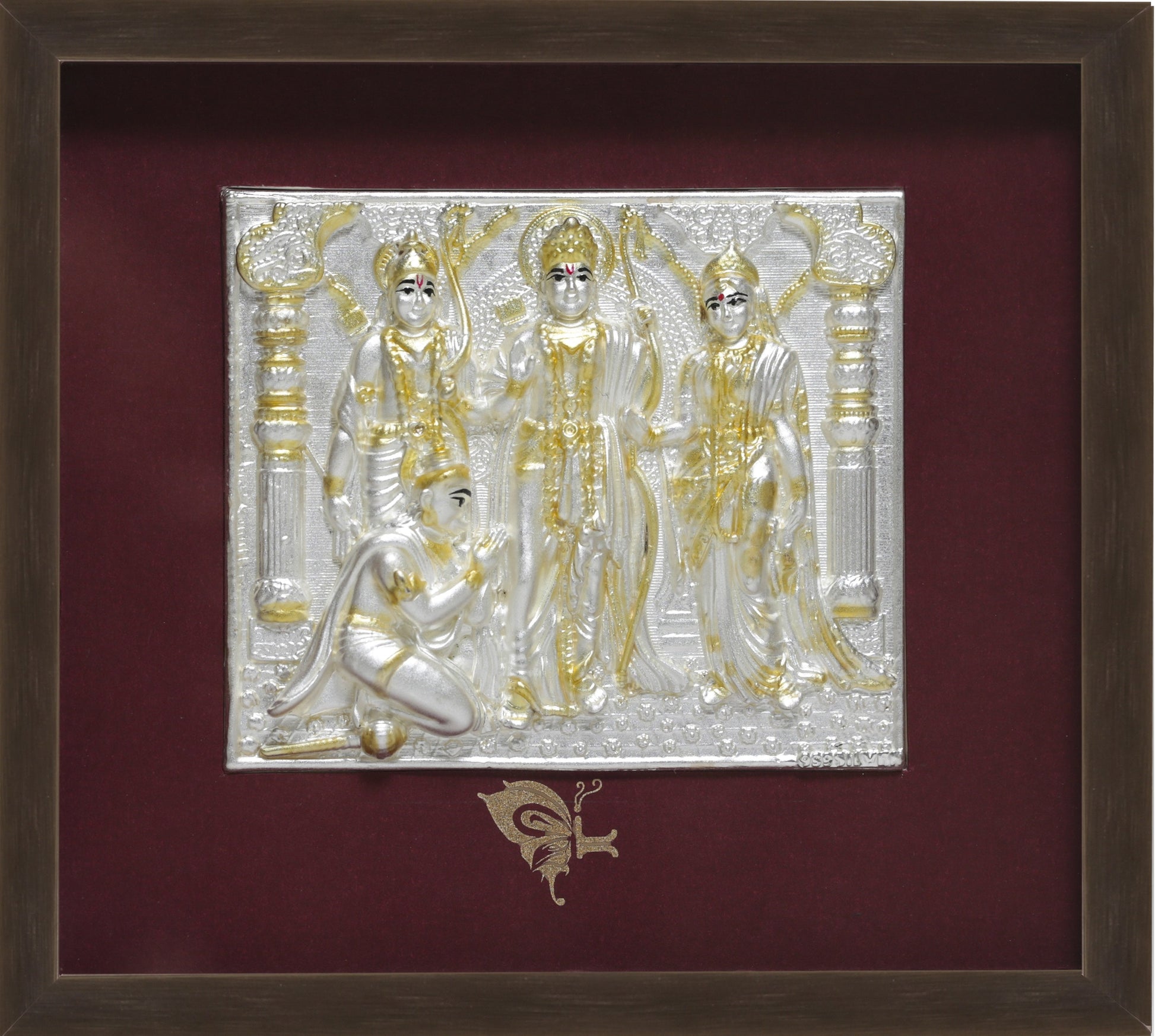 Pure Silver God Photo Frame of Ram Darbar by Isvara