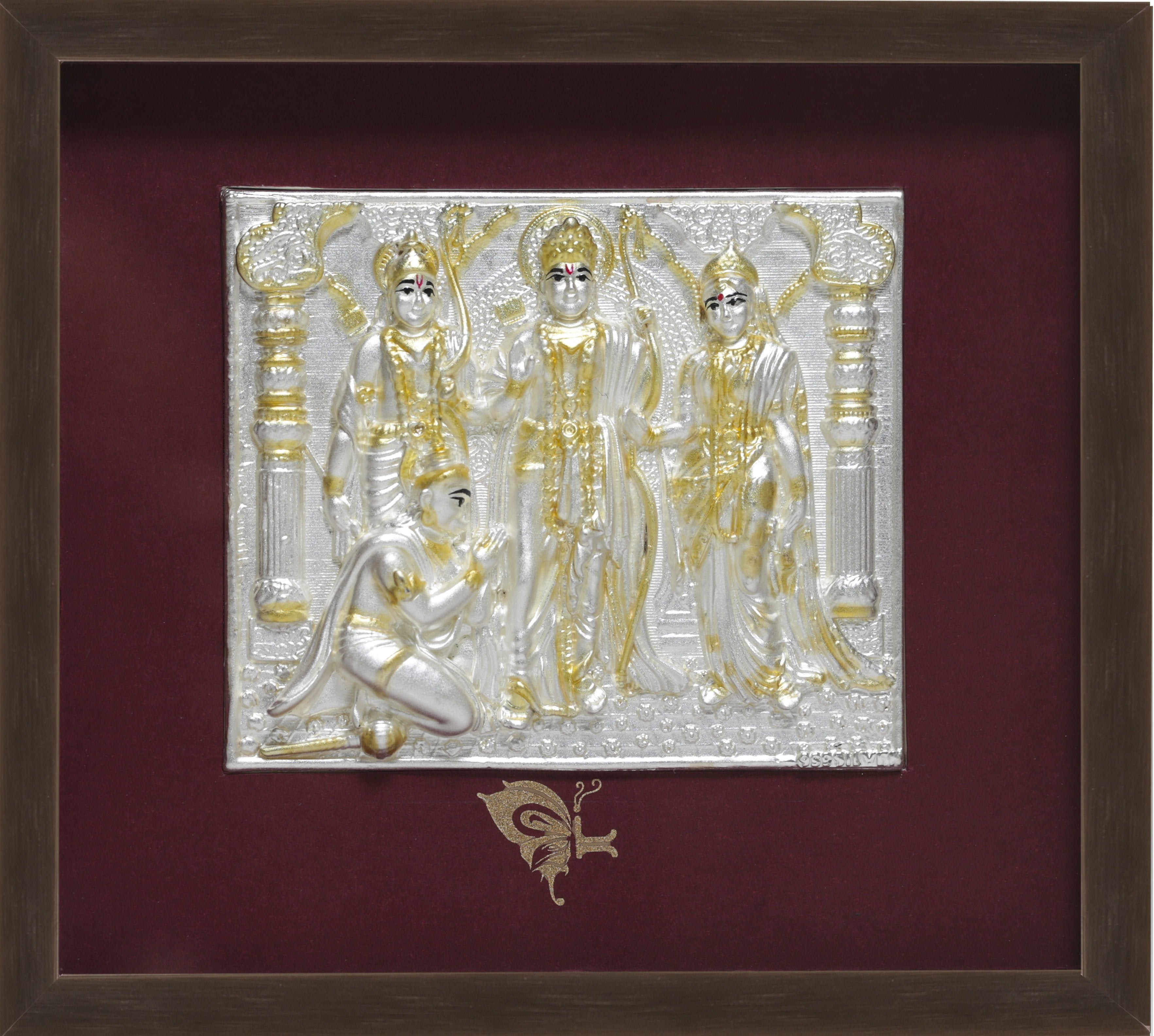 Pure Silver God Photo Frame of Ram Darbar by Isvara