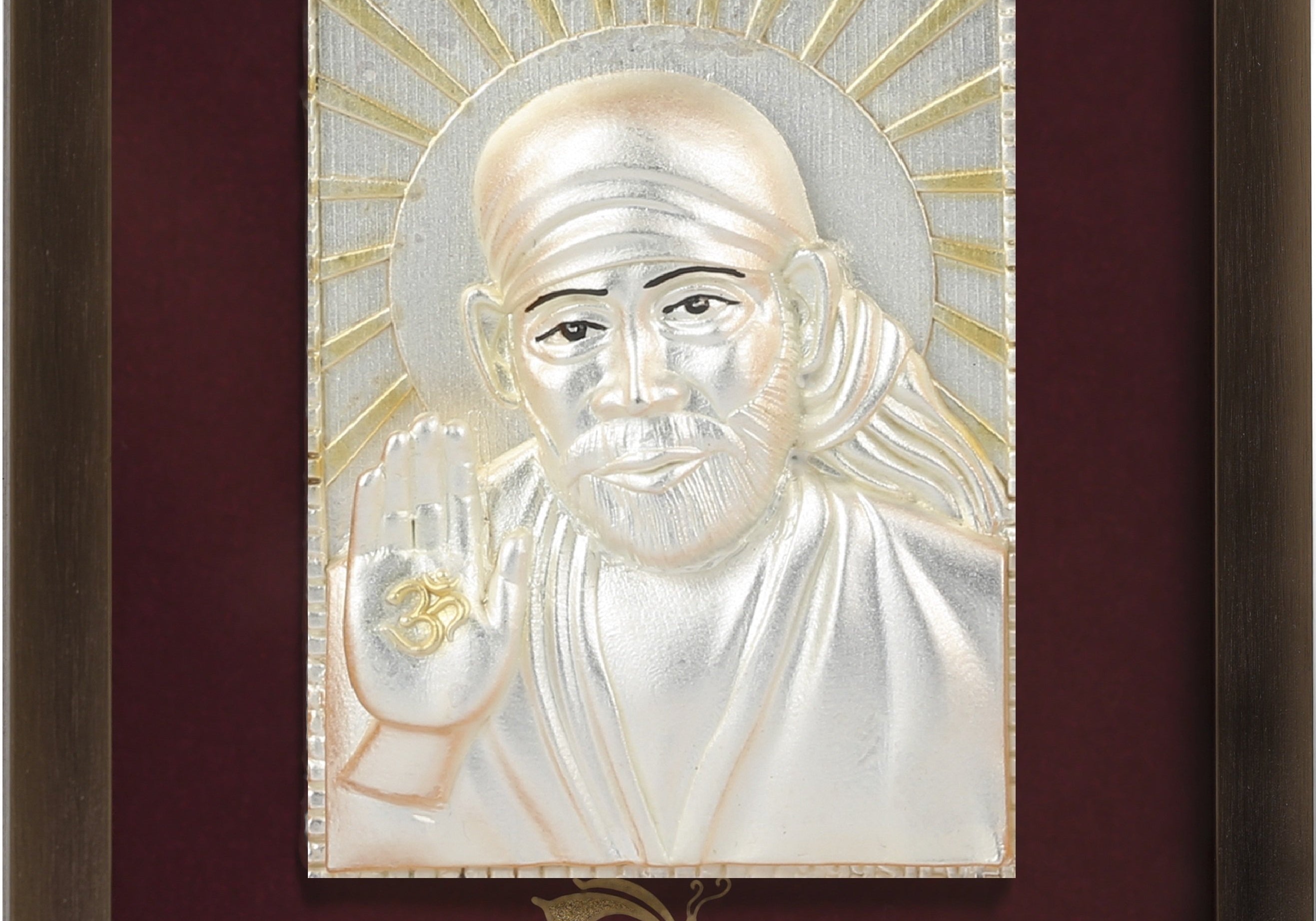 Pure Silver God Photo Frame of Sai Baba face by Isvara