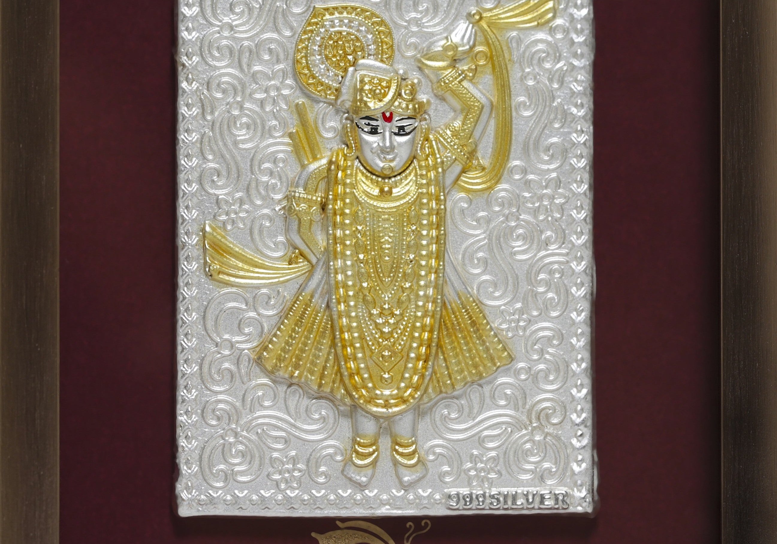 Pure Silver God Photo Frame of Shreenathji by Isvara