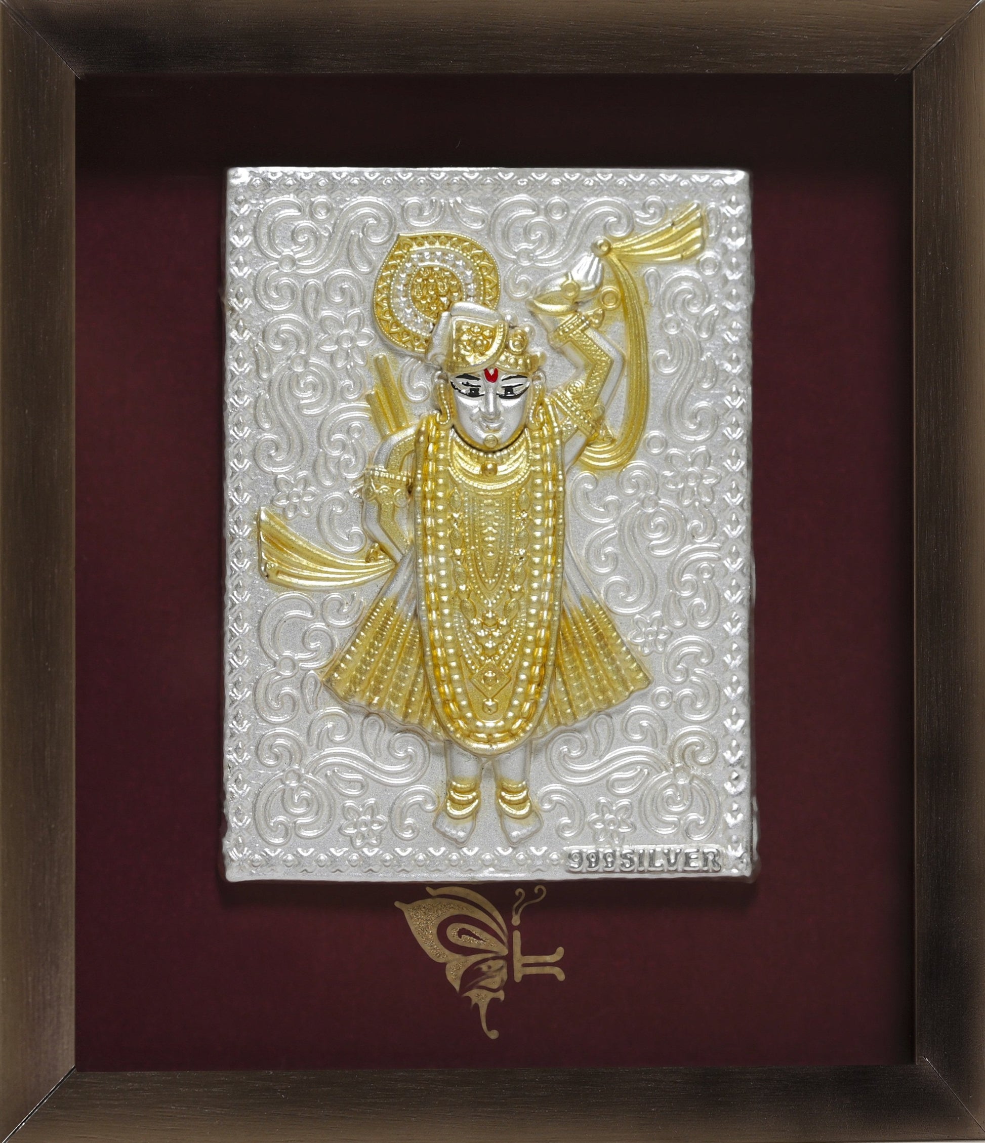 Pure Silver God Photo Frame of Shreenathji by Isvara