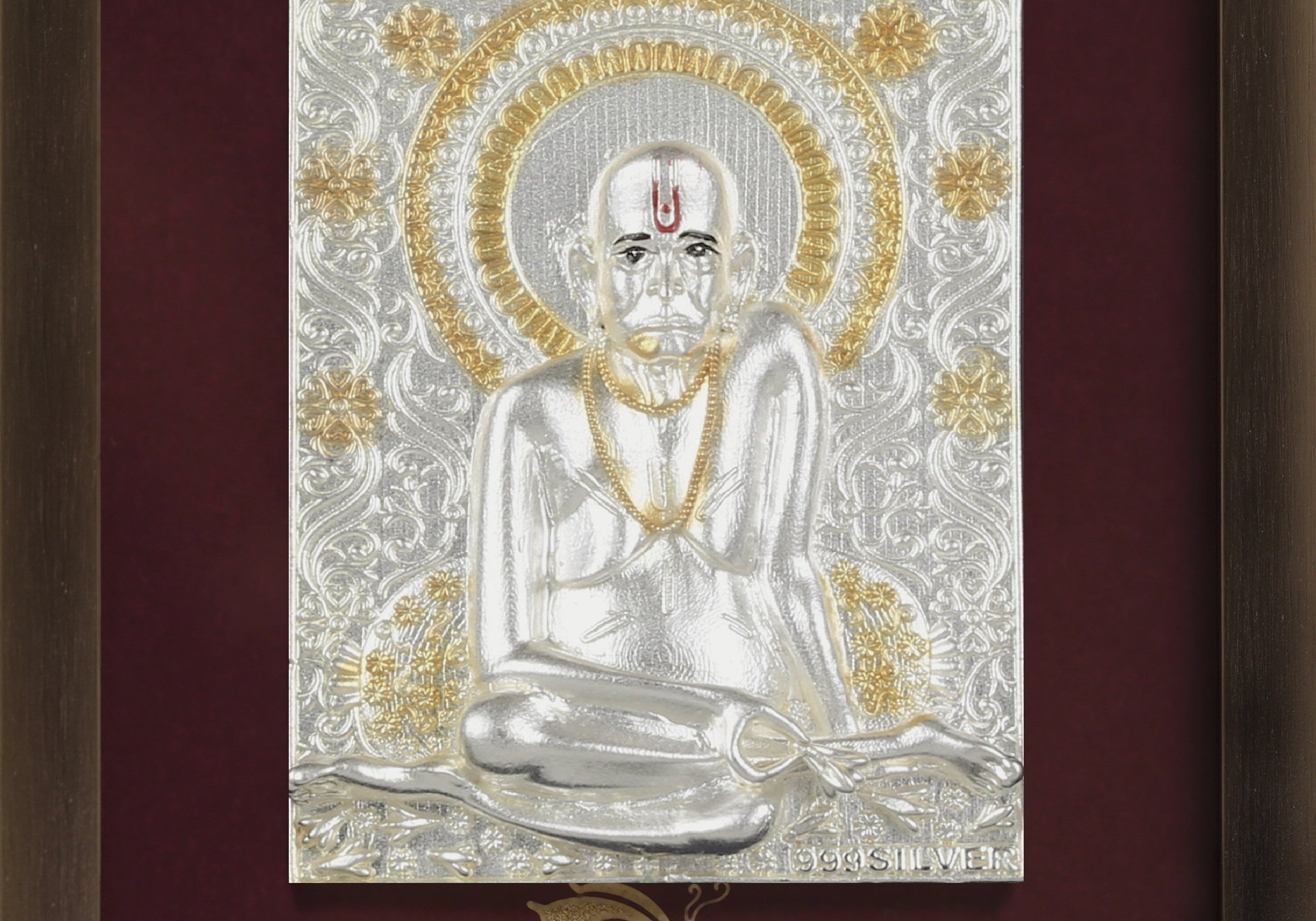 Pure Silver God Photo Frame of Shree Swami Samarth by Isvara