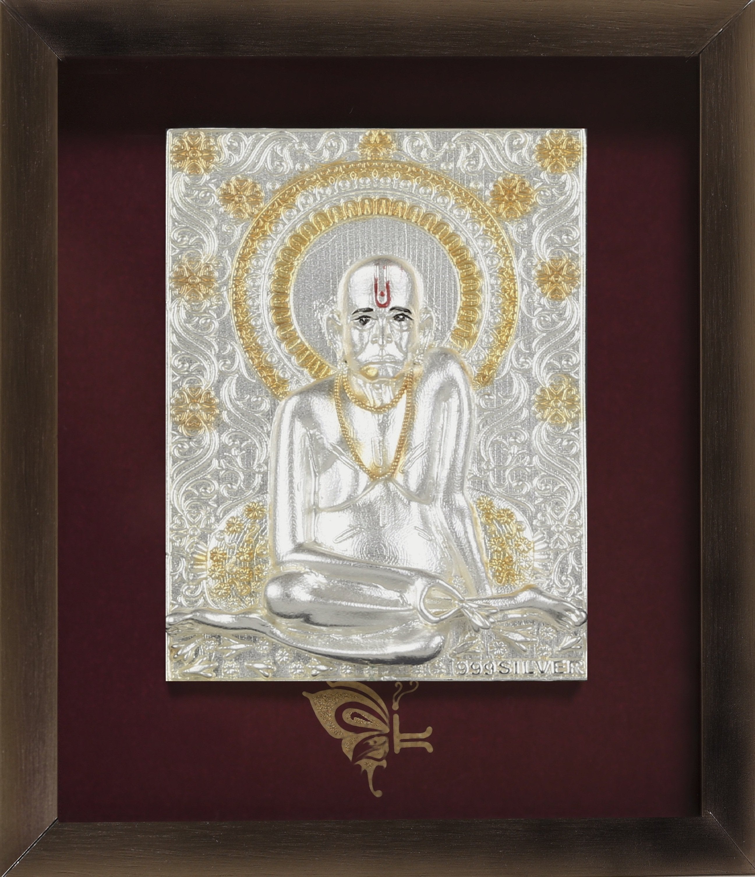 Pure Silver God Photo Frame of Shree Swami Samarth by Isvara