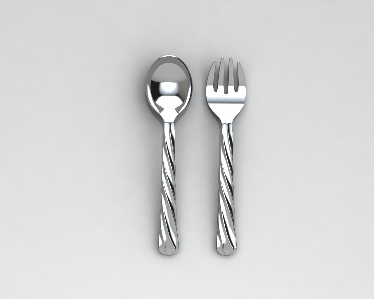 Silver Plated Gift Set For Baby - Hamper With Twisted Handle Cup And Spoon Fork Set Hampers