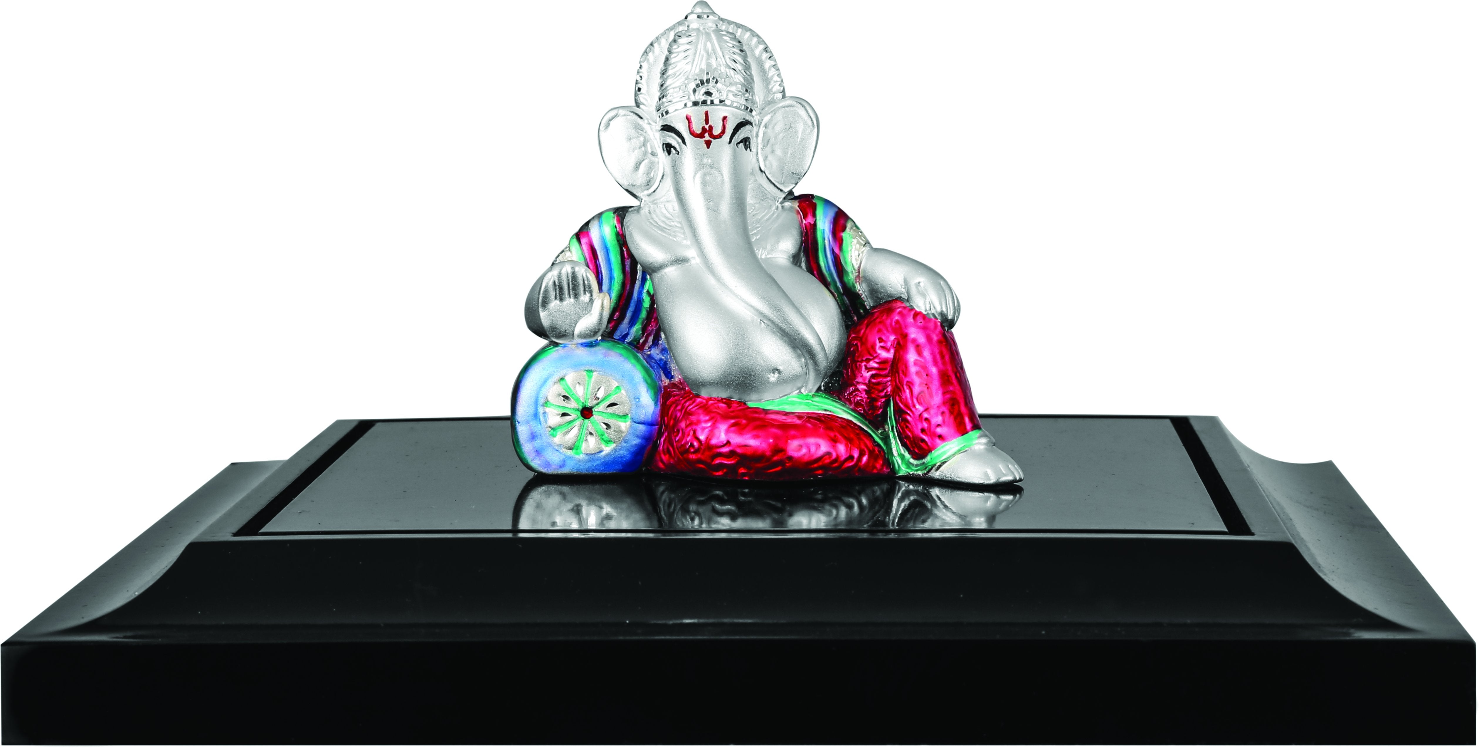 999 Pure Silver Ganesha Idol By Krysaliis Isvara - Krign_19 Enamel Idols