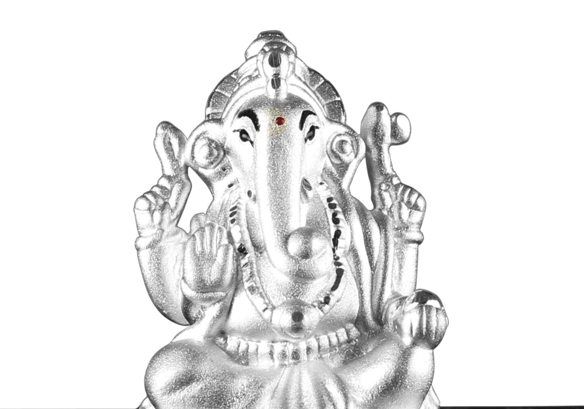 999 Pure Silver Ganesha Idol By Krysaliis Isvara - Krign_Ms17 Idols