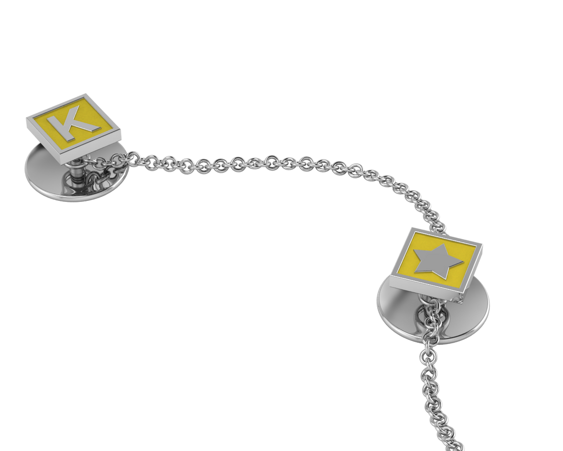 Sterling Silver Initial Enamelled Kurta Buttons-Square Babykubes Babykubes Kurta Buttons