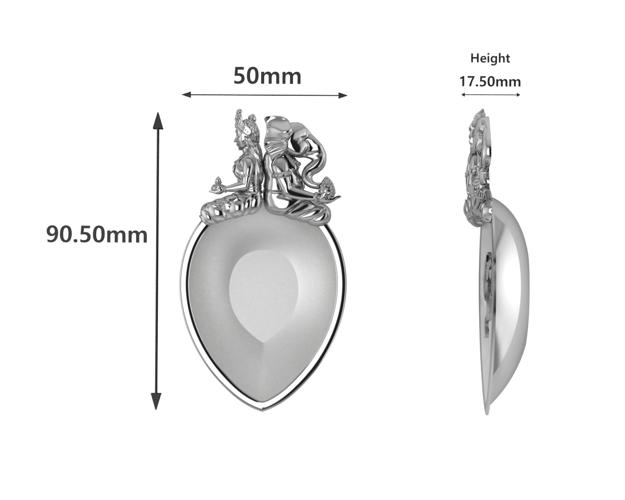 Sterling Silver Diya For Pooja - Ganesh Laxmi Pear Shaped Diya By Isvara Diyas