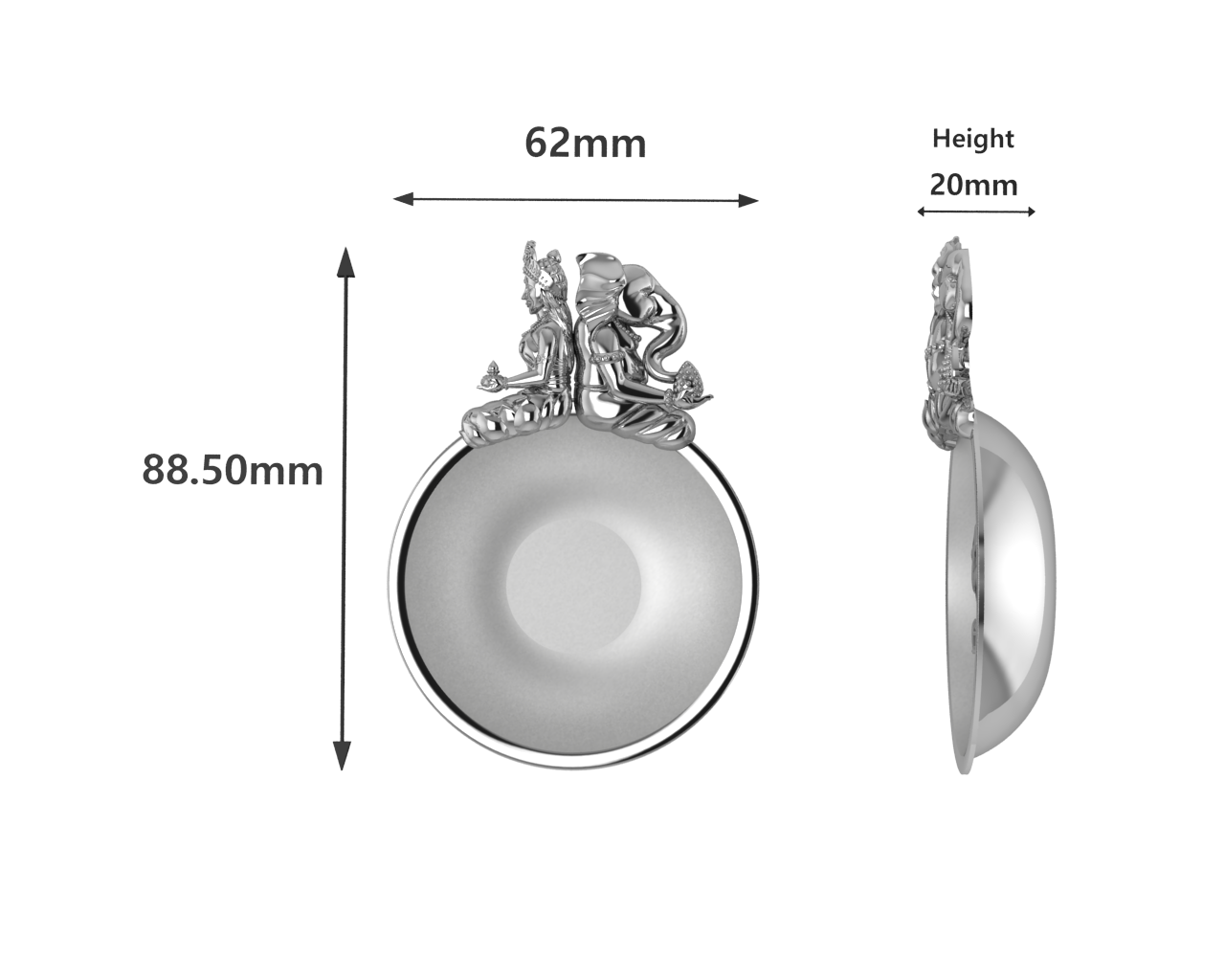 Sterling Silver Ganesh Laxmi Swastik Round Diya & Agarbatti Holder Set By Isvara