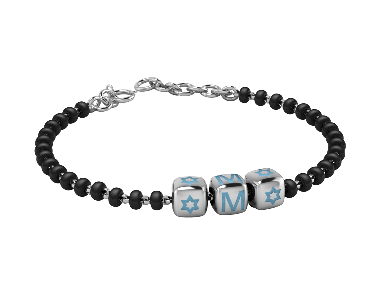 Sterling Silver Initial Nazariya For Baby & Child With Dice Babykubes 4 / Blue