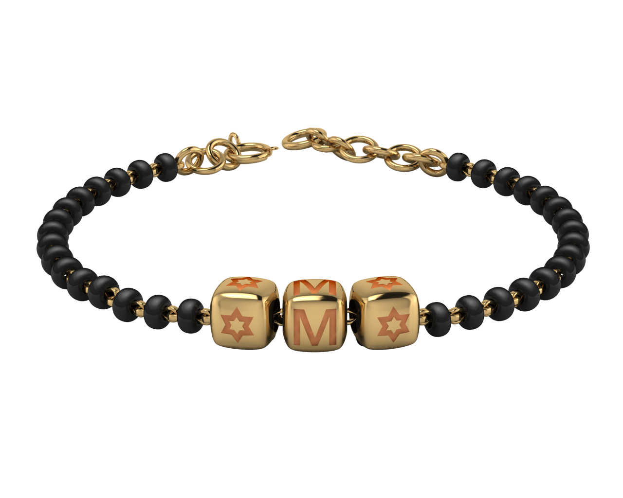 Sterling Silver Initial Nazariya For Baby & Child With Dice Babykubes-18Kt Gold Plated