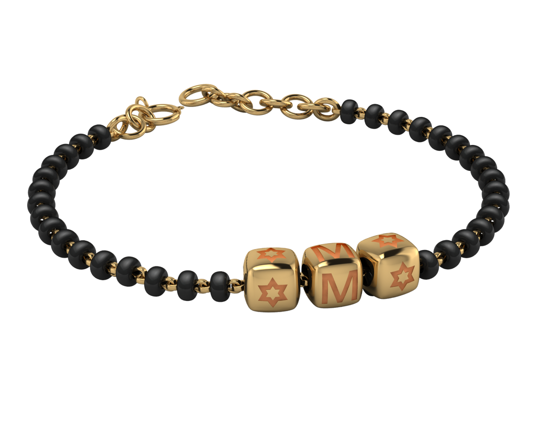 Sterling Silver Initial Nazariya For Baby & Child With Dice Babykubes-18Kt Gold Plated