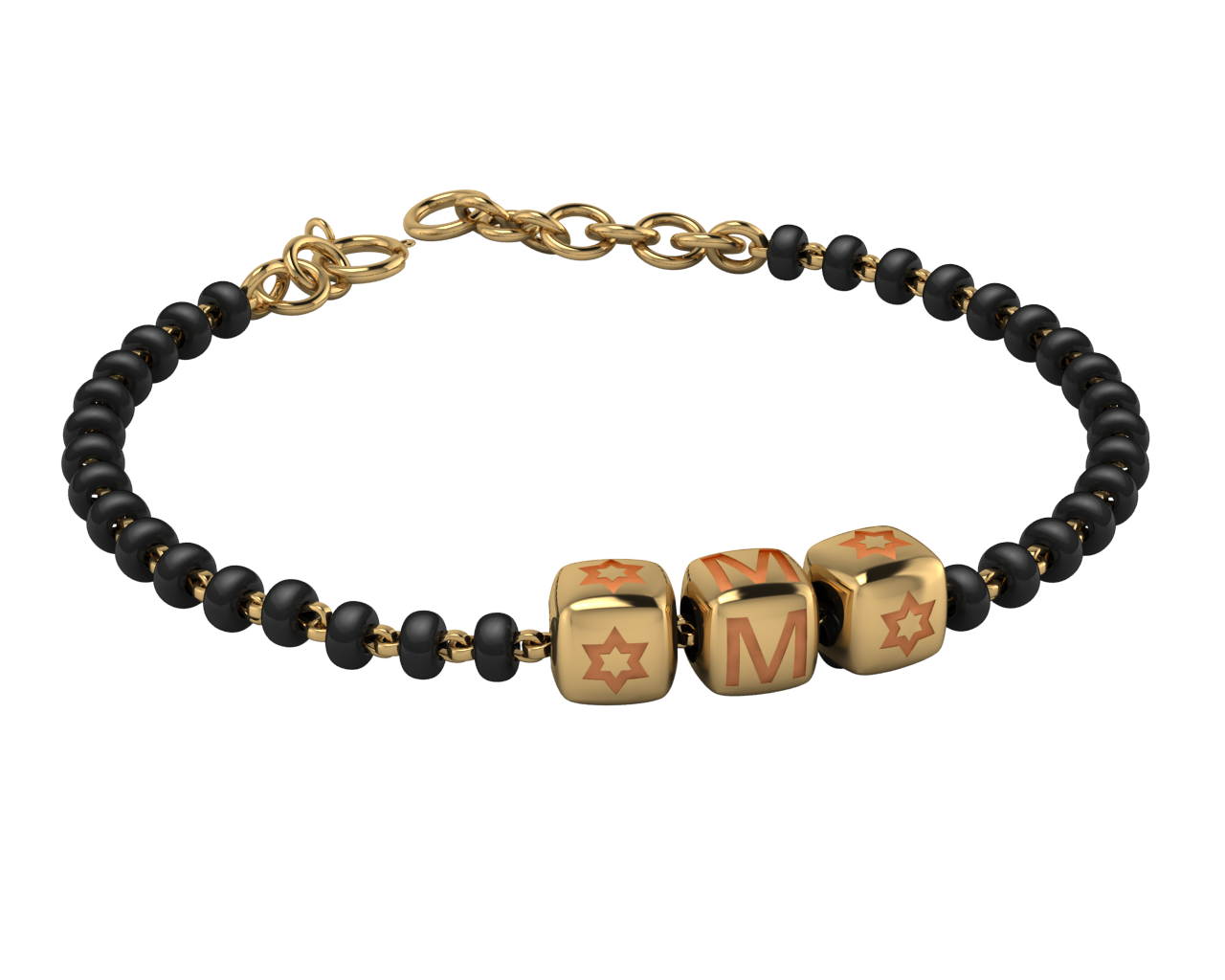 Sterling Silver Initial Nazariya For Baby & Child With Dice Babykubes-18Kt Gold Plated 4 / Orange