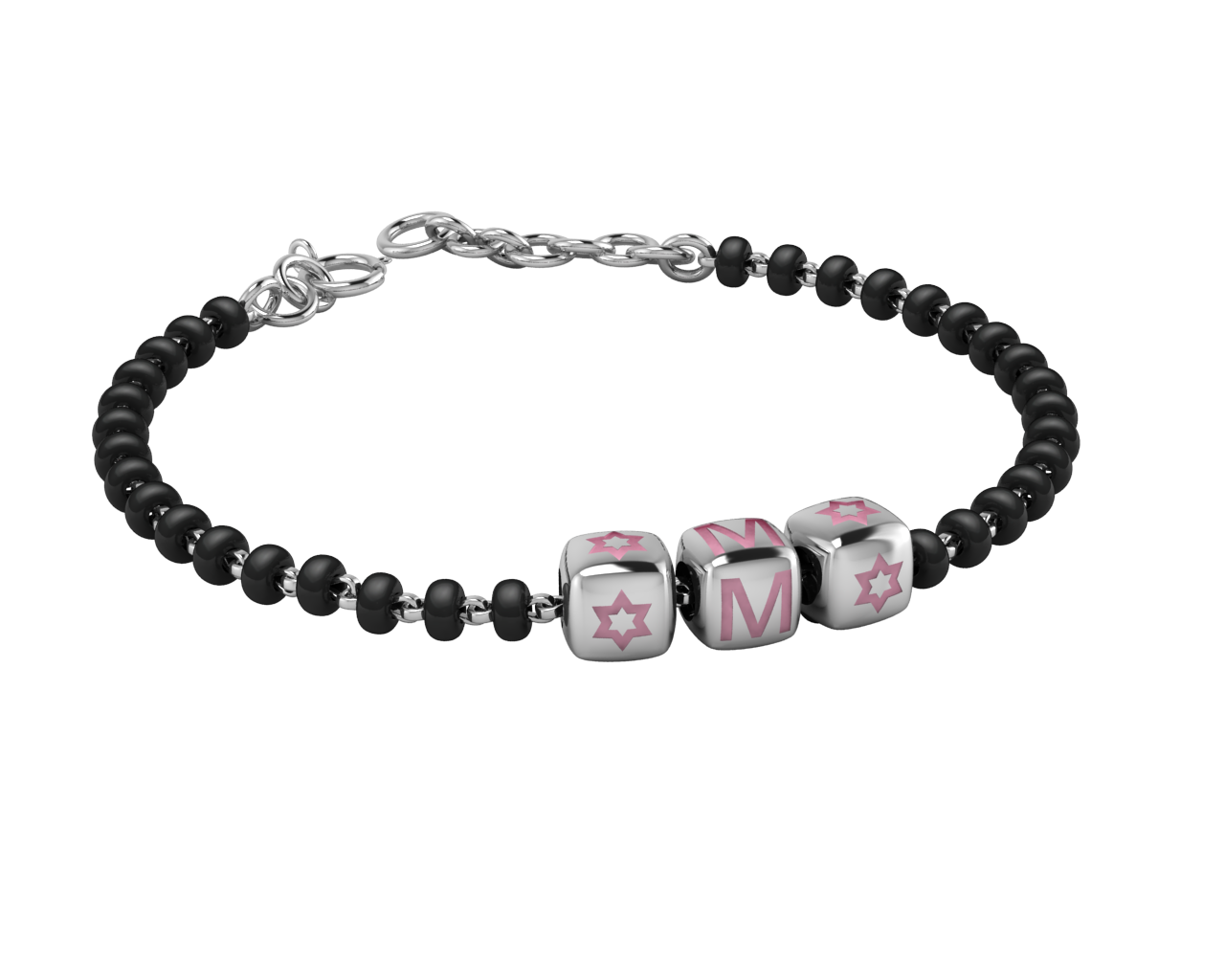 Sterling Silver Initial Nazariya For Baby & Child With Dice Babykubes 4 / Pink