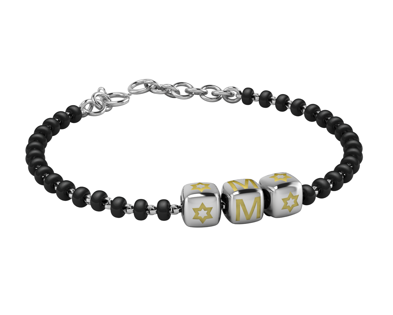 Sterling Silver Initial Nazariya For Baby & Child With Dice Babykubes 4 / Yellow
