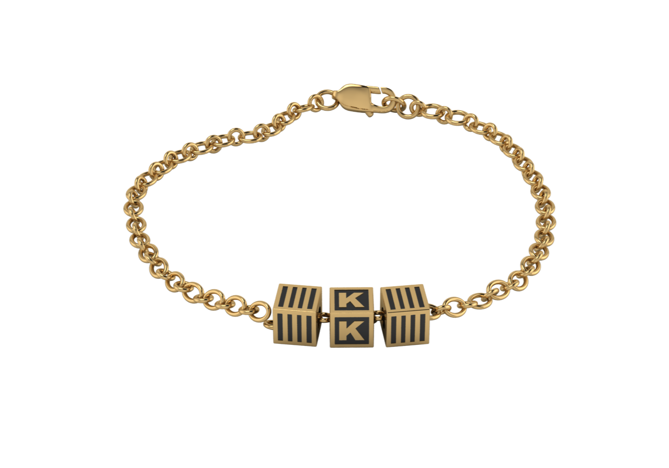 Sterling Silver Rakhi Bracelet 18 Kt Gold Plated With Oxidised Square Cubes For Boys & Men