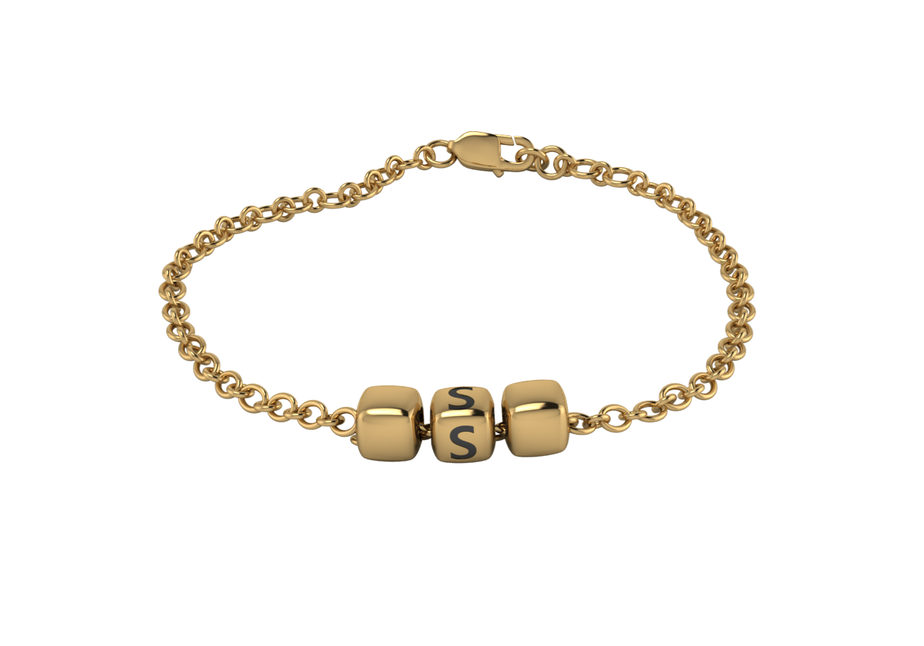 Sterling Silver Rakhi Bracelet 18 Kt Gold Plated With Oxidised Dice Cubes For Boys & Men