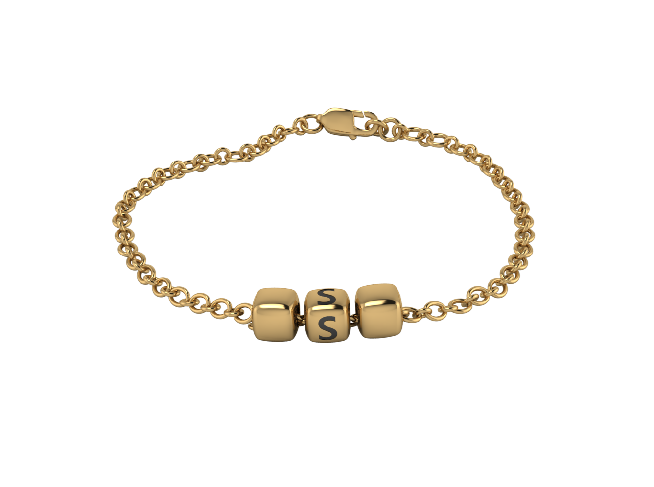 Sterling Silver Rakhi Bracelet 18 Kt Gold Plated With Oxidised Dice Cubes For Boys & Men