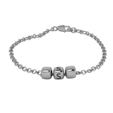 Sterling Silver Rakhi Bracelet With Oxidised Dice Cubes For Boys & Men