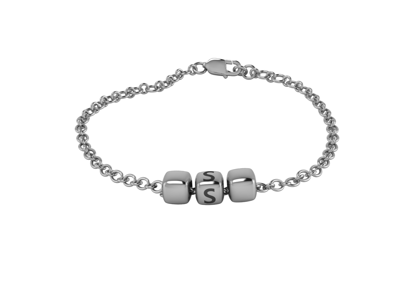 Sterling Silver Rakhi Bracelet With Oxidised Dice Cubes For Boys & Men