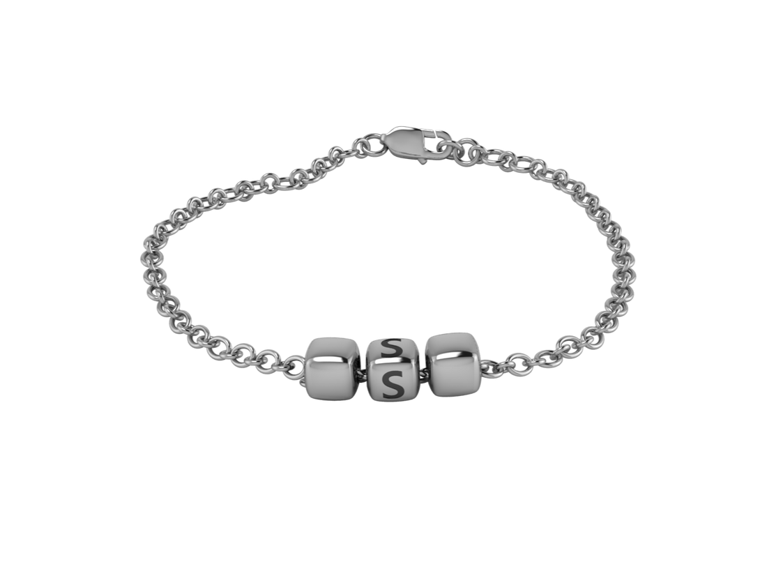 Sterling Silver Rakhi Bracelet With Oxidised Dice Cubes For Boys & Men
