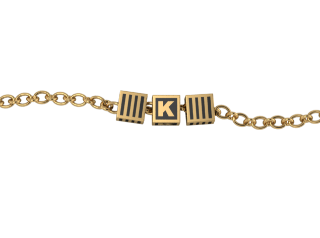 Sterling Silver Rakhi Bracelet 18 Kt Gold Plated With Oxidised Square Cubes For Boys & Men