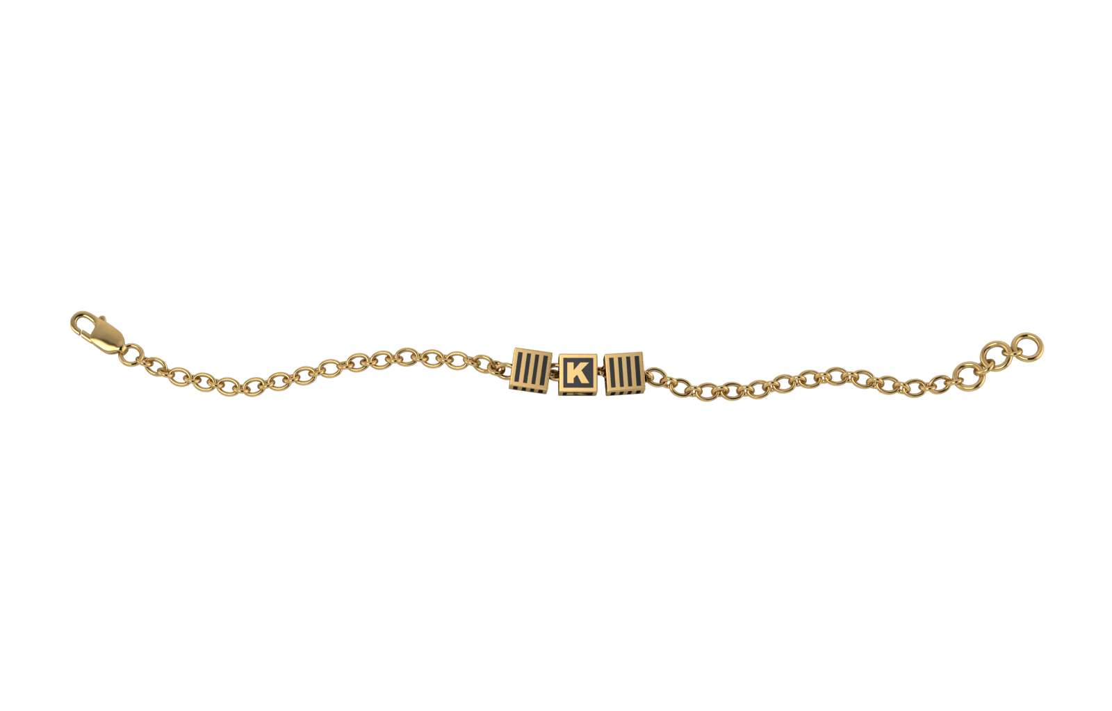 Sterling Silver Rakhi Bracelet 18 Kt Gold Plated With Oxidised Square Cubes For Boys & Men