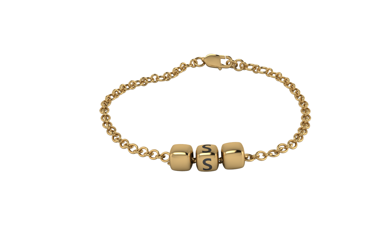 Sterling Silver Bracelet 18 Kt Gold Plated With Oxidised Dice Cubes For Boys & Men L 7 Rakhi