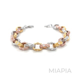 Tri-Tone Moissanite Link Bracelet