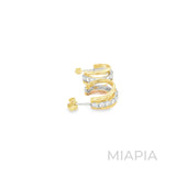 Dual Row Moissanite Pavé Hoops in Vermeil Gold