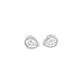 4-Carat Pear Cut Moissanite Halo Studs