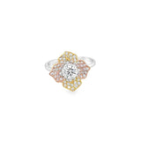 1 Carat Tri-Tone Floral Halo Ring