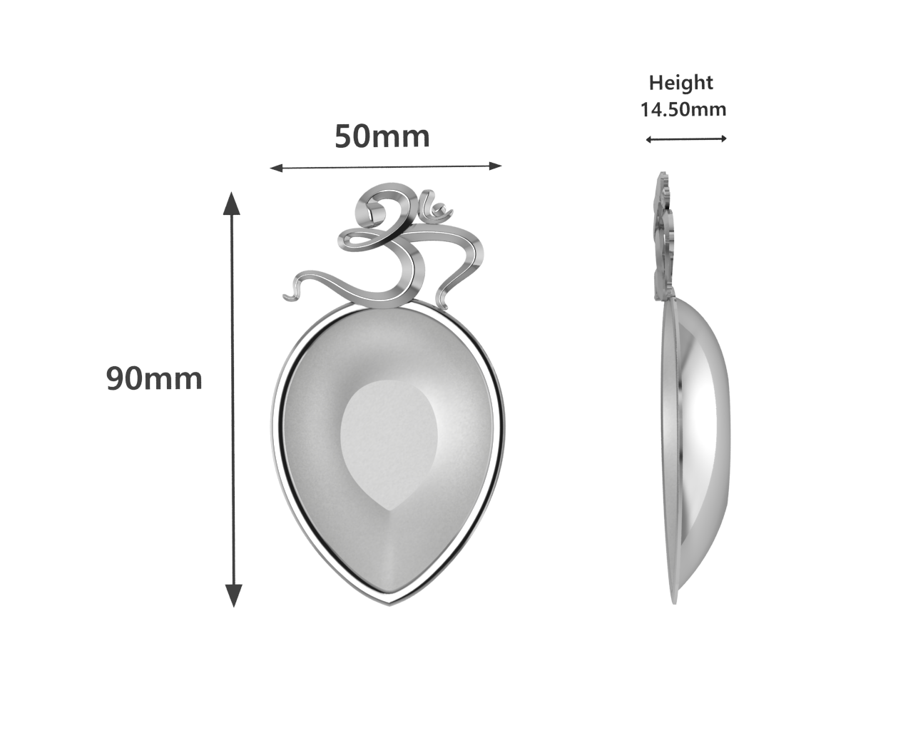 Sterling Silver Diya For Pooja - Single Motif Om Pear Diya By Isvara Diyas