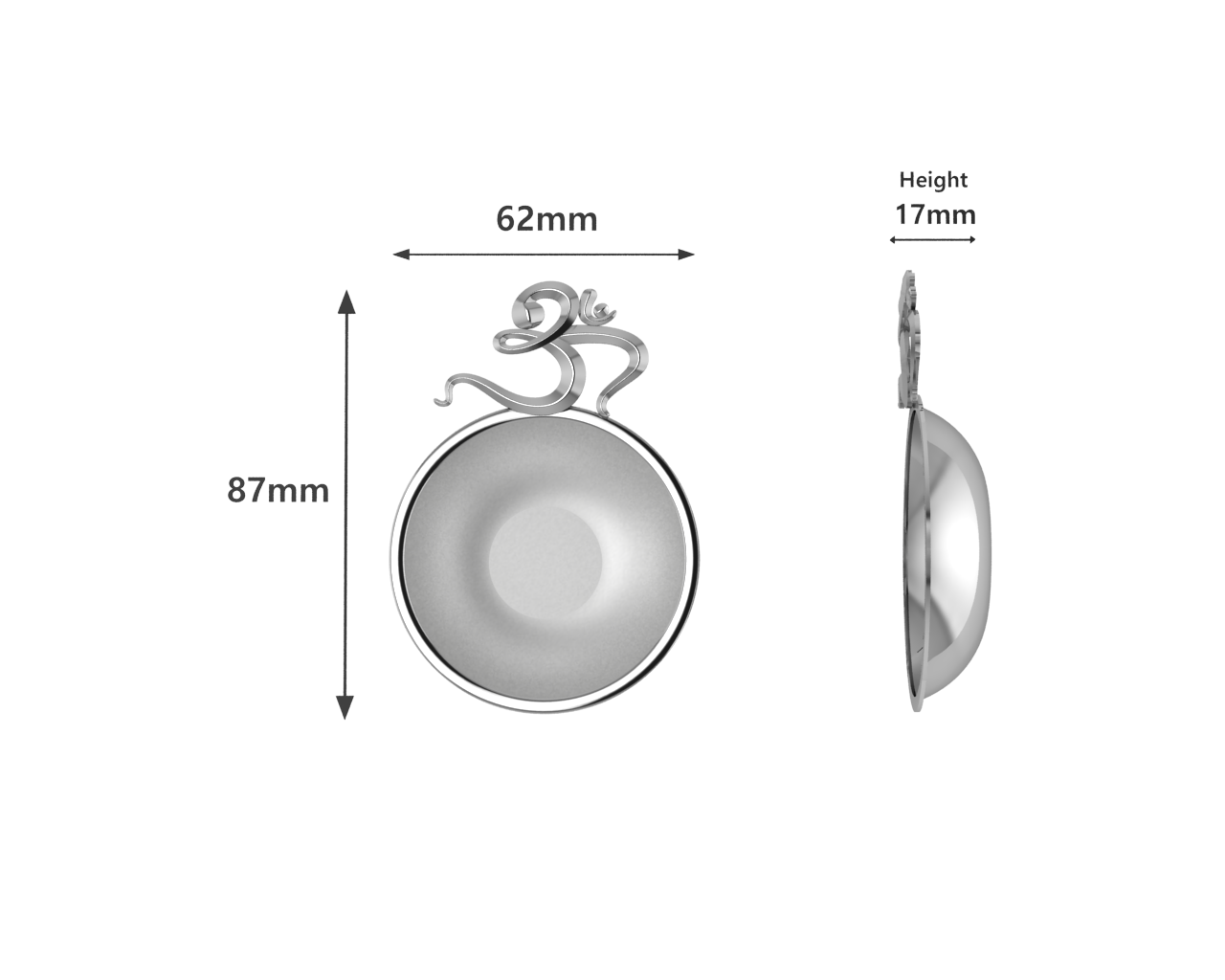 Sterling Silver Diya For Pooja - Single Motif Om Round Diya By Isvara Diyas