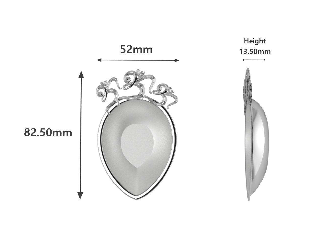 Sterling Silver Diya For Pooja - Triple Om Motif Pear Diya By Isvara Diyas