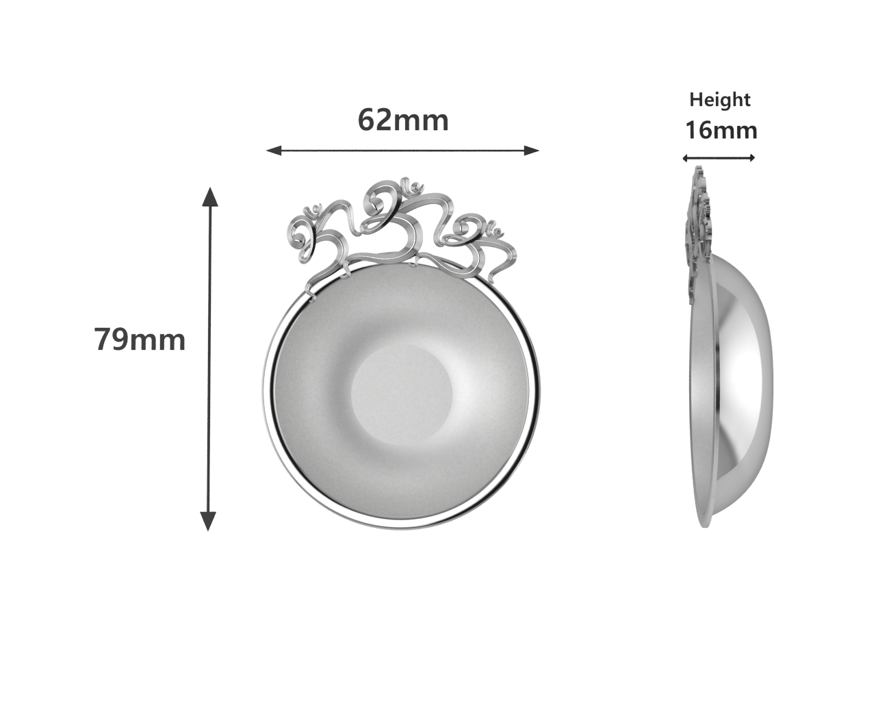 Sterling Silver Diya For Pooja - Triple Om Motif Round Diya By Isvara Diyas