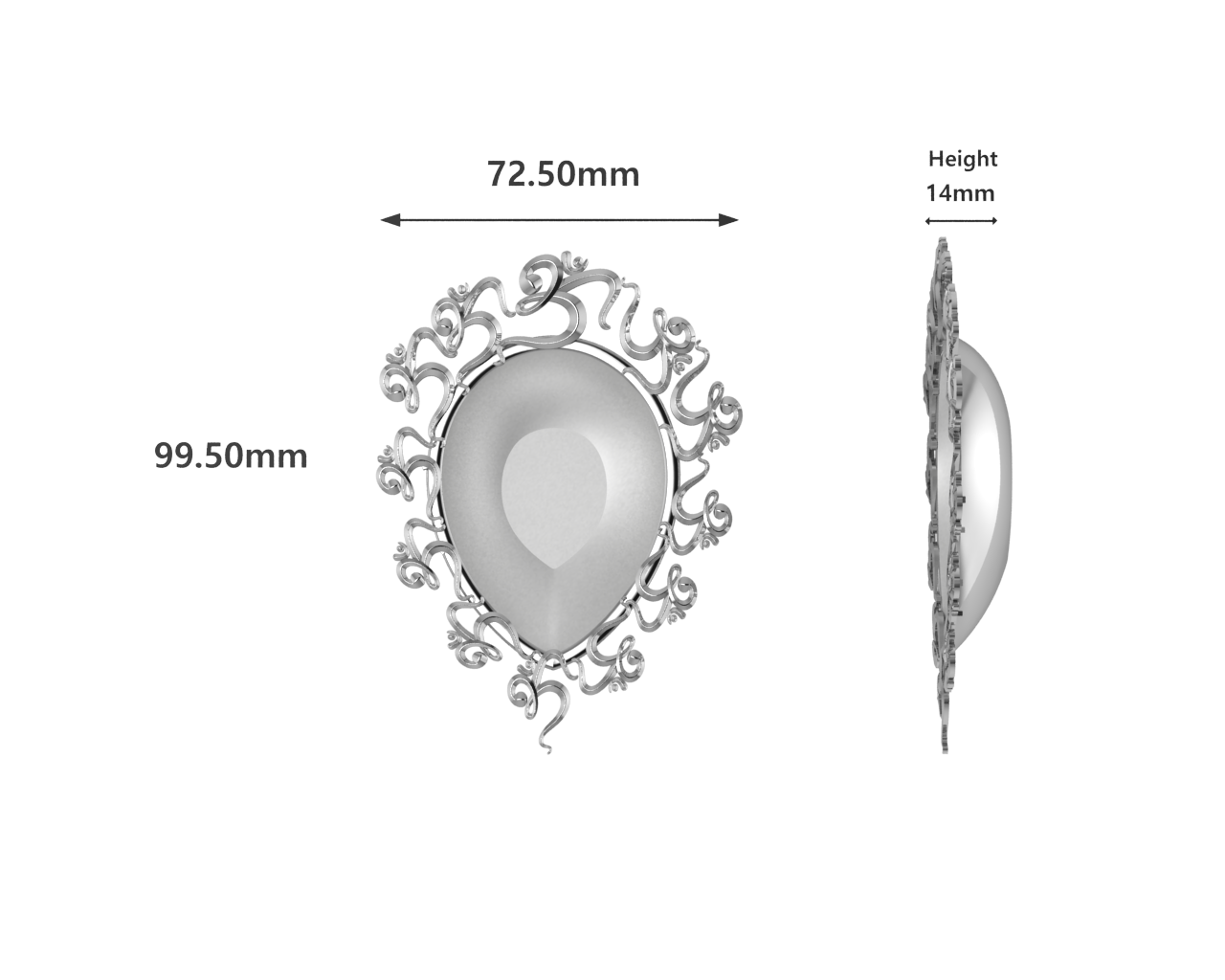 Sterling Silver Diya For Pooja - Multi Om Motif Pear Diya By Isvara Diyas