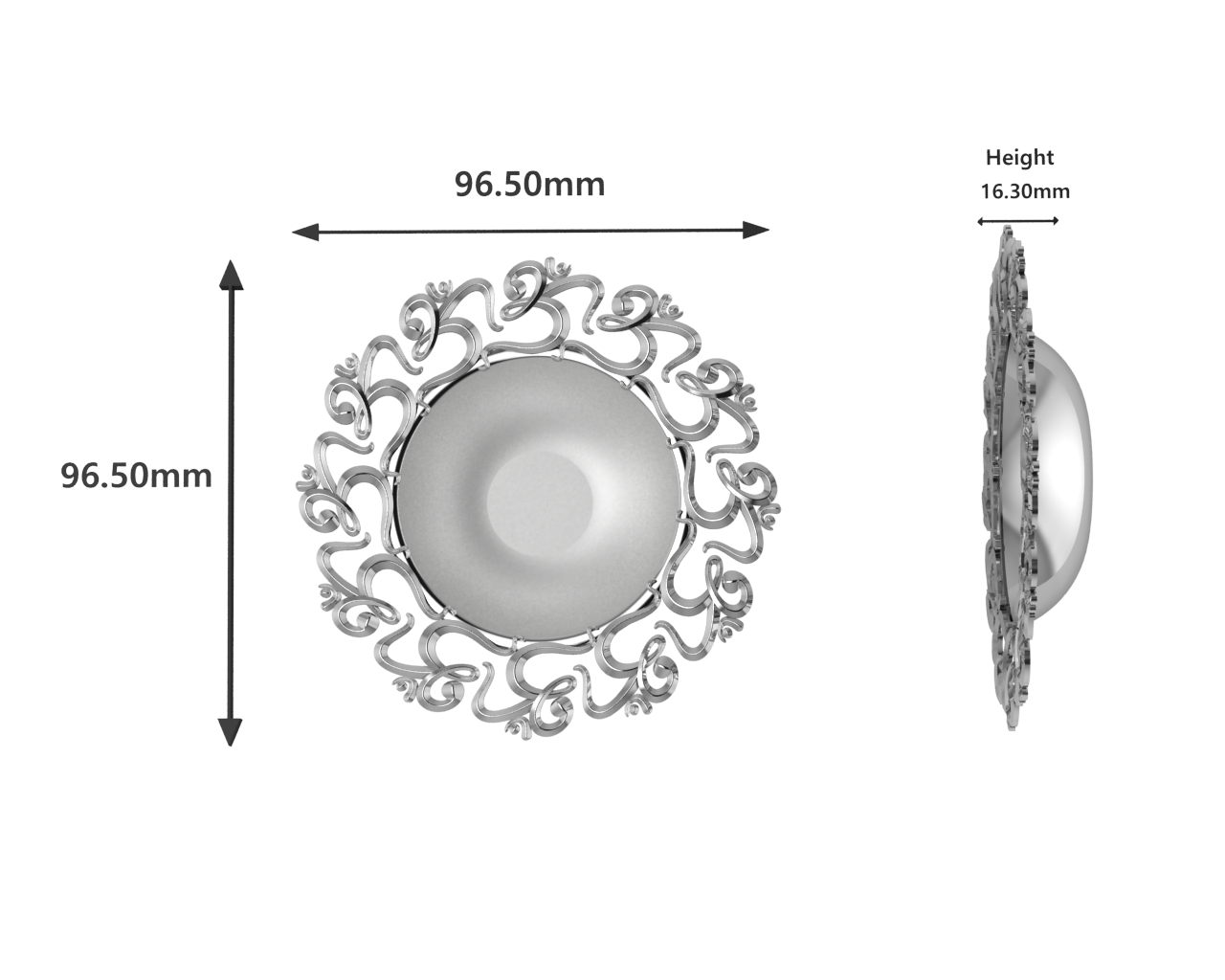 Sterling Silver Diya For Pooja - Multi Om Motif Round Diya By Isvara Diyas