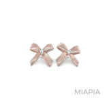 Ribbon Charm Stud Earrings