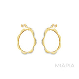 Wave Double-Sided Pave Hoops in Vermeil Gold