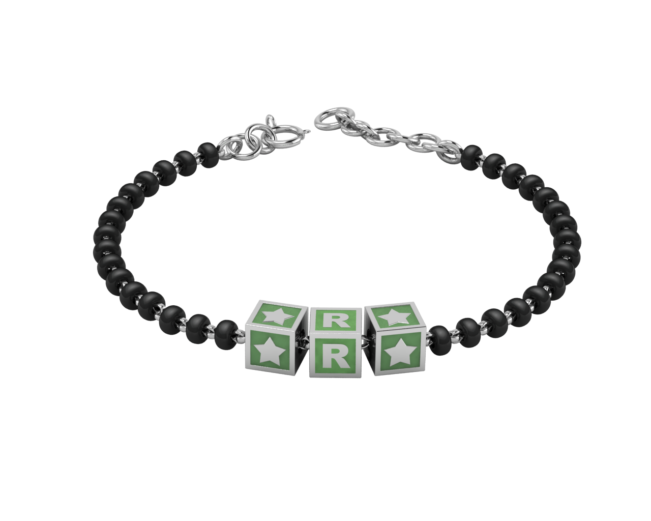 Sterling Silver Initial Nazariya For Baby & Child With Square Babykubes