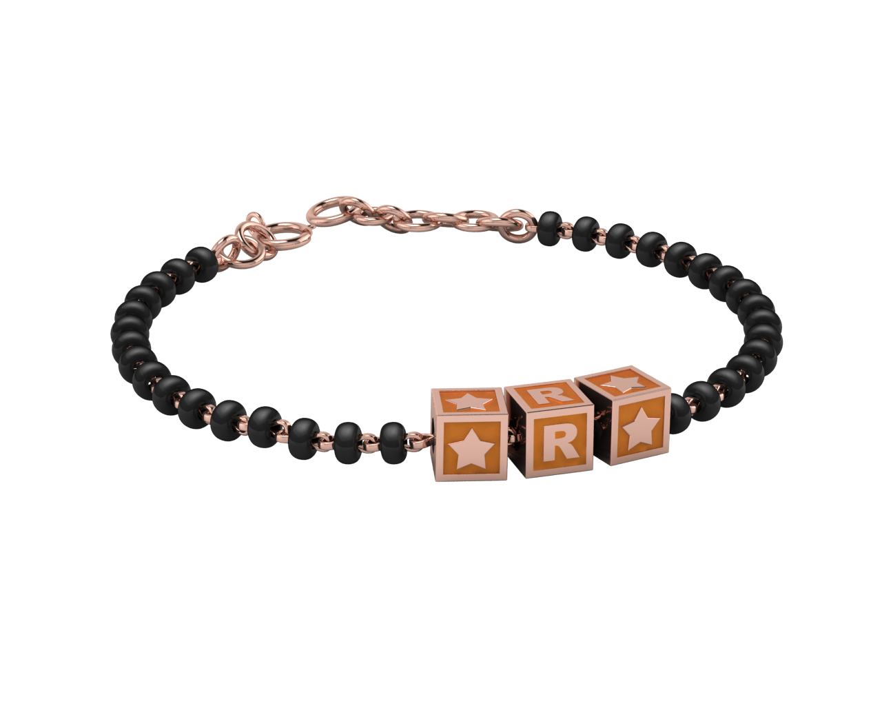 Sterling Silver Initial Nazariya For Baby & Child With Square Babykubes-18Kt Pink Gold Plated 4 /