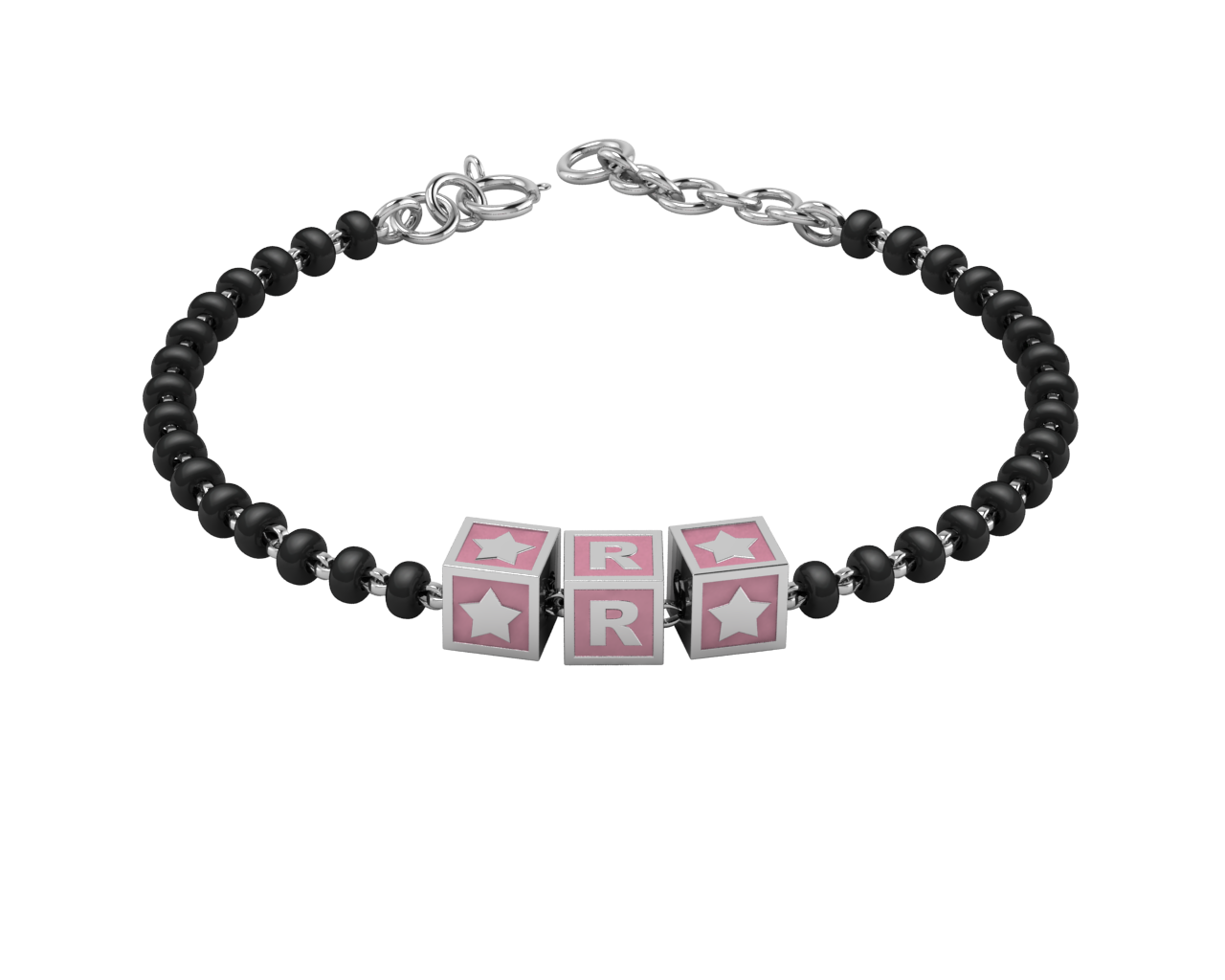 Sterling Silver Initial Nazariya For Baby & Child With Square Babykubes