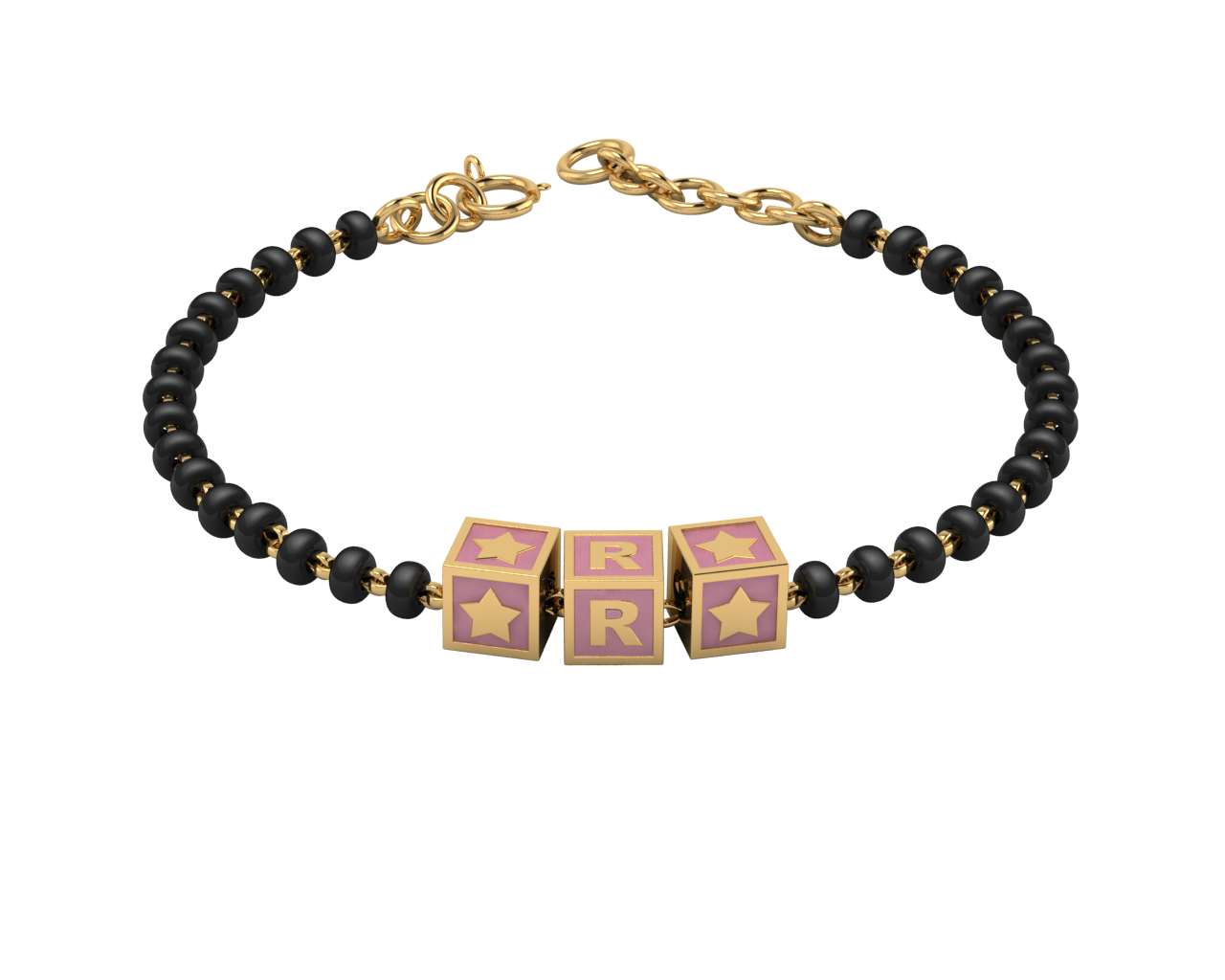 Sterling Silver Initial Nazariya For Baby & Child With Square Babykubes-18Kt Gold Plated