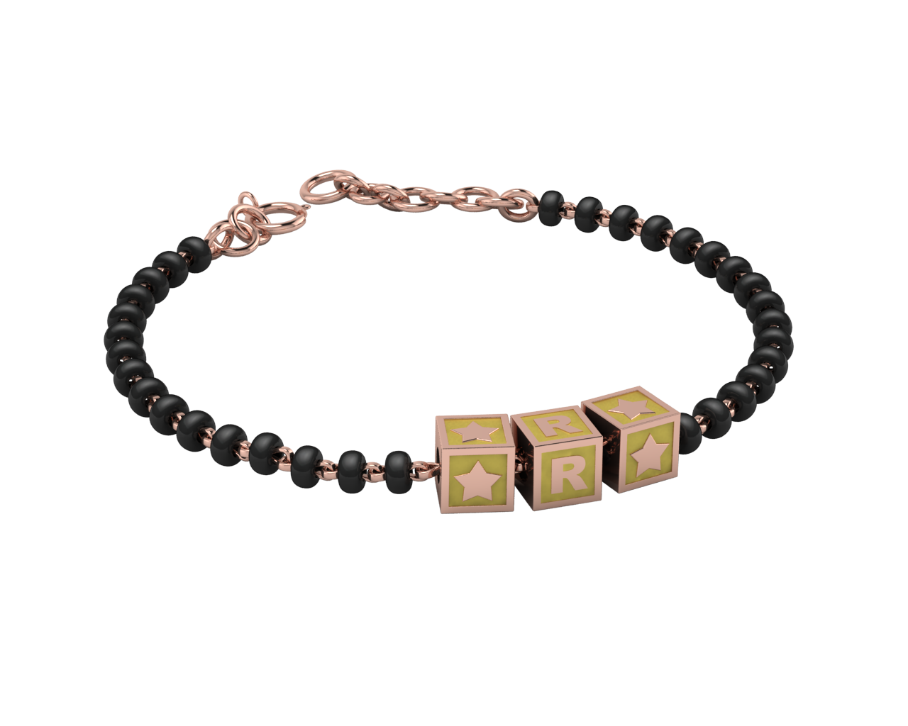 Sterling Silver Initial Nazariya For Baby & Child With Square Babykubes-18Kt Pink Gold Plated 4 /