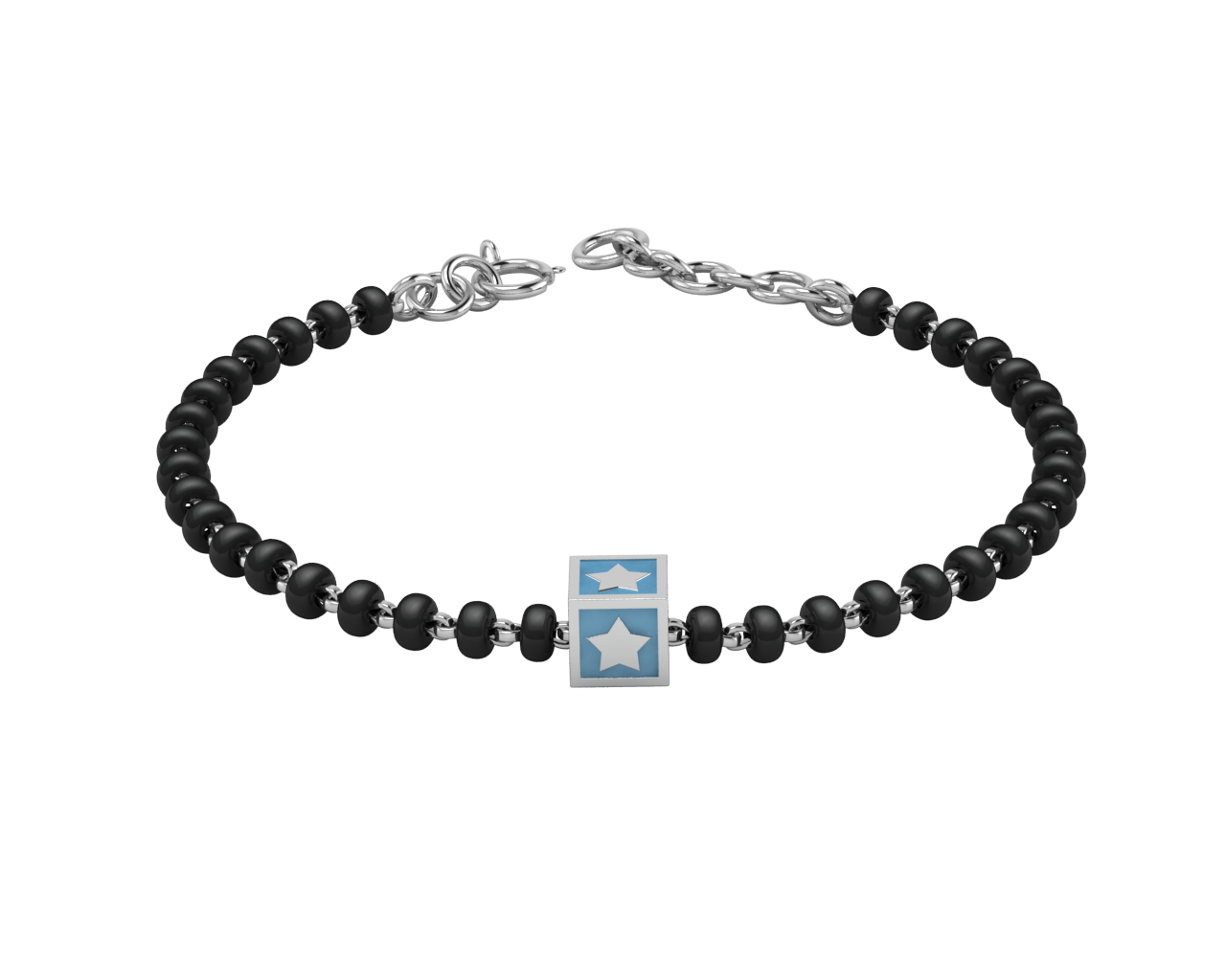 Sterling Silver Single Kube Nazariya For Baby & Child With Star Square Babykubes 4 / Blue