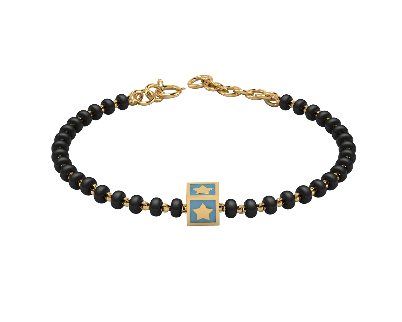 Sterling Silver Single Kube Nazariya For Baby & Child With Star Square Babykubes-18Kt Gold Plated 4