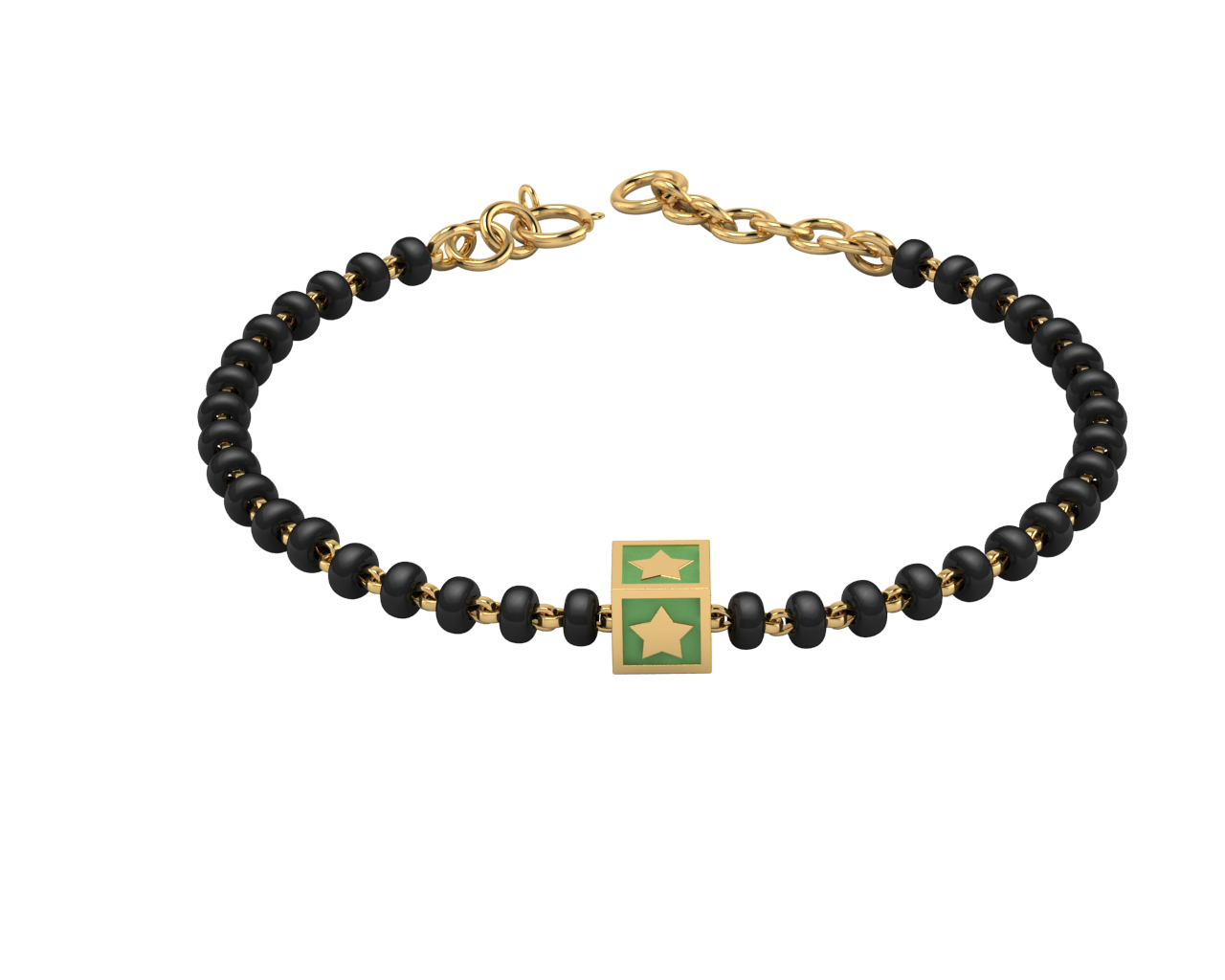 Sterling Silver Single Kube Nazariya For Baby & Child With Star Square Babykubes-18Kt Gold Plated 4