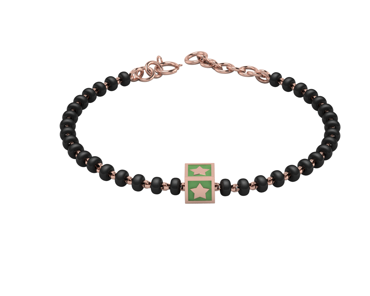 Sterling Silver Single Kube Nazariya For Baby & Child With Star Square Babykubes-18Kt Pink Gold
