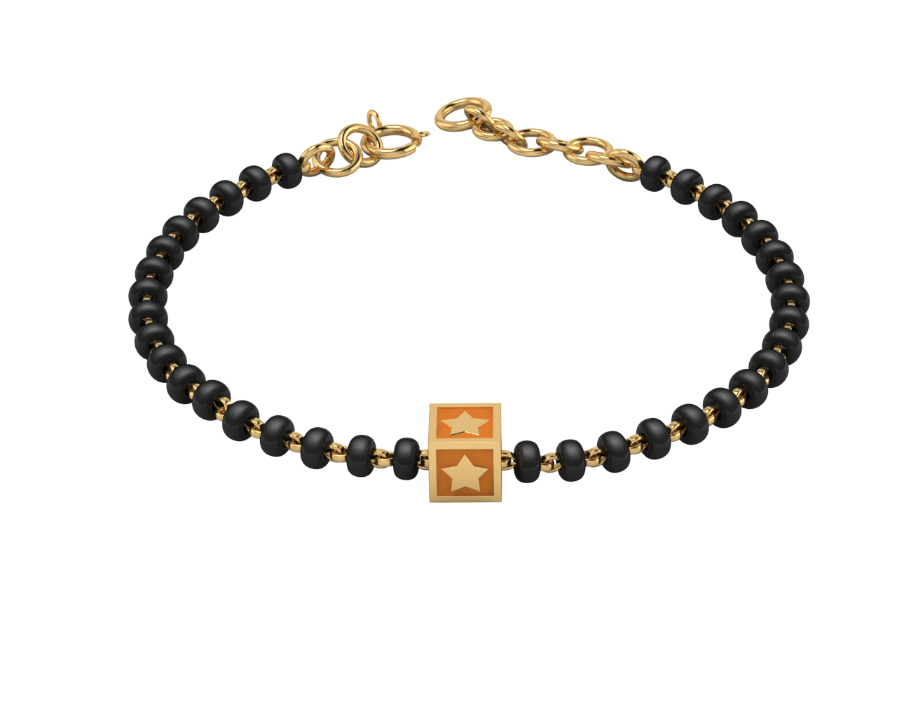 Sterling Silver Single Kube Nazariya For Baby & Child With Star Square Babykubes-18Kt Gold Plated 4